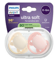 PHILIPS Avent Ultra Soft 0-6 m čiulptukas, 2 vnt.