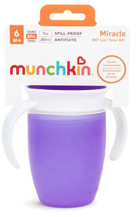 MUNCHKIN Miracle 360, violetinis, 6 mėn+ mokymosi puodelis, 207 ml
