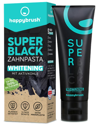 HAPPYBRUSH SuperBlack dantų pasta, 75 ml