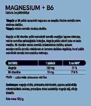ELITE Magnesium+ B6 tabletės, 60 vnt.