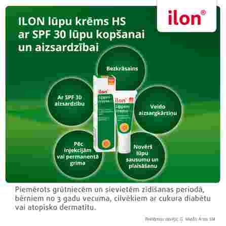 ILON SPF 30 apsaugai nuo pūslelinės skirtas putlinamasis lūpų blizgis, 10 ml