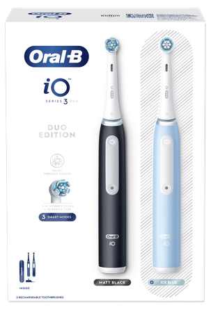 ORAL-B  iO3 Duo Matt Black + iO3 Ice Blue elektrinis dantų šepetėlis, 2 vnt.