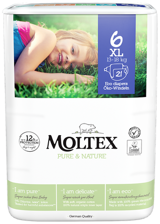 MOLTEX Pure & Nature 6 XL sauskelnės, 21 vnt.