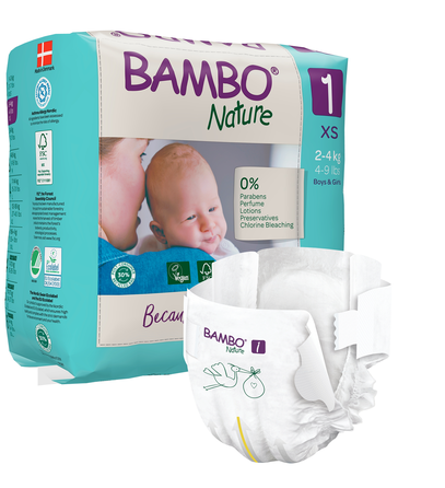 BAMBO NATURE BAMBO Nature sauskelnės, XS-1, 2-4 kg, 22 gab. sauskelnės, 22 vnt.