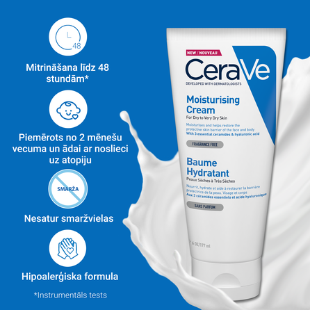 CERAVE For Body And Face With Ceramides Moisturising balzamas, 177 g