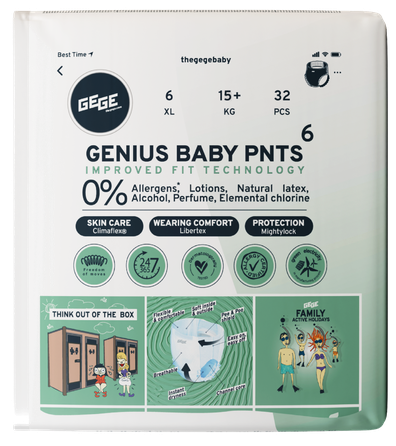 GEGE Genius Baby PNTS (15+ kg) XL 6 sauskelnės-kelnaitės, 32 vnt.