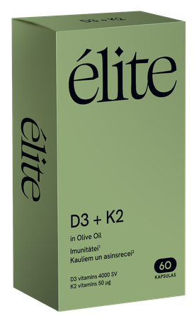 ELITE D3 + K2 kapsulės, 60 vnt.