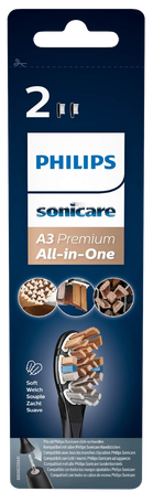PHILIPS Sonicare A3 Premium All-in-One (black) elektrinių dantų šepetėlių galvutės, 2 vnt.