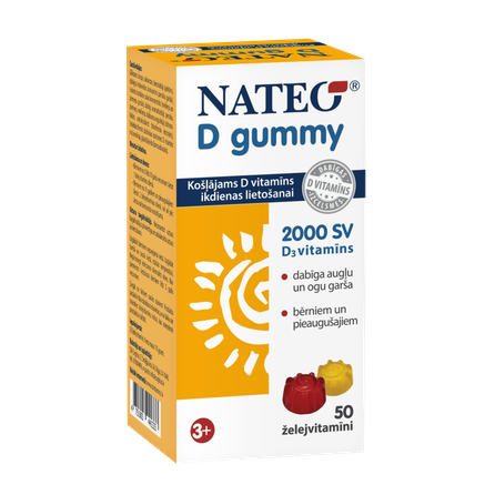 NATEO D 2000 IU vitaminai guminukai, 50 vnt.