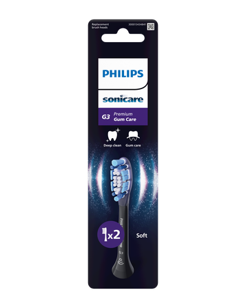 PHILIPS Sonicare Prem.Gum Care (juodas) elektrinių dantų šepetėlių galvutės, 2 vnt.