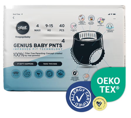 GEGE Genius Baby PNTS (9-15 kg) Maxi 4 sauskelnės-kelnaitės, 40 vnt.