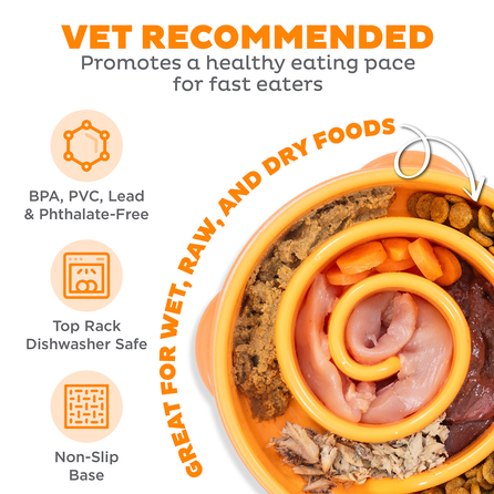 OUTWARD HOUND Fun Feeder Swirl, M, oranžinis dubenėlis, 1 vnt.