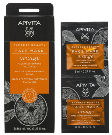 APIVITA Express Beauty Radiance With Orange (8 ml) veido kaukė, 2 vnt.