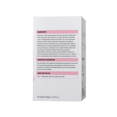 VPLAB HAIR SKIN & NAILS su argano aliejumi minkštos gelio kapsulės, 90 vnt.