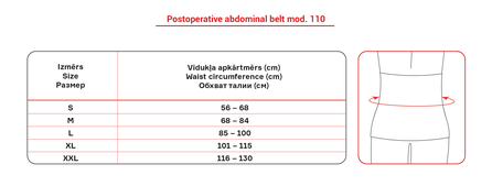 LAUMA MEDICAL M elastingas pooperacinis pilvo diržas, 1 vnt.