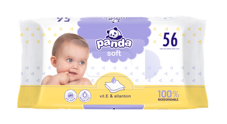 HAPPY   Panda Soft drėgnos servetėlės, 56 vnt.