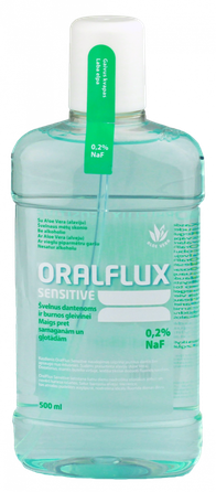 ORALFLUX Sensitive jautriems dantims burnos skalavimo skystis, 500 ml