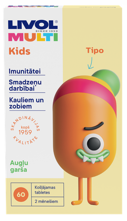 LIVOL  Kids Tutti Frutti kramtomosios tabletės, 60 vnt.