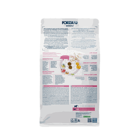 FORZA10 MonoDiet Medium Adult, su kiauliena ir bulvėmis, šunims sausas pašaras, 1.5 kg