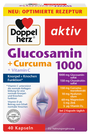 DOPPELHERZ Glucosamin 1000 + Curcuma kapsulės, 40 vnt.
