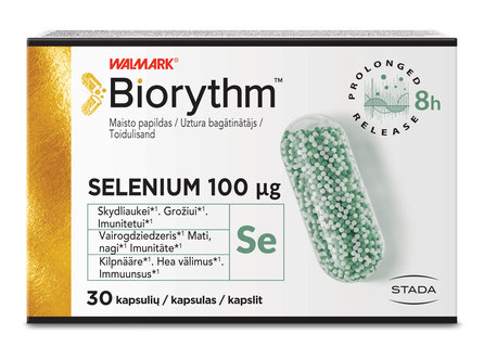 BIORYTHM SELENIUM (prailginto veikimo selenas), 100 µG kapsulės, 30 vnt.