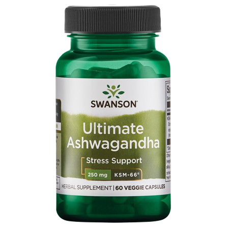SWANSON Ašvaganda (Ashwagandha) KSM-66 ekstraktas, nervų sistemai,  kapsulės, 60 vnt.