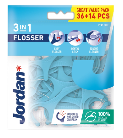 JORDAN 3-in-1 Flosser dantų siūlas, 36 vnt.