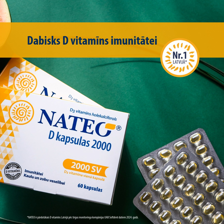 NATEO NATEO D 2000 kapsulės, 60 vnt.