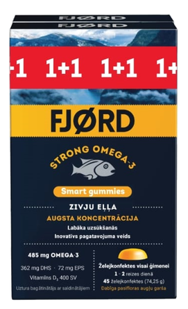 FJORD Strong Omega-3 Smart Gummies, 45 vnt guminukai,