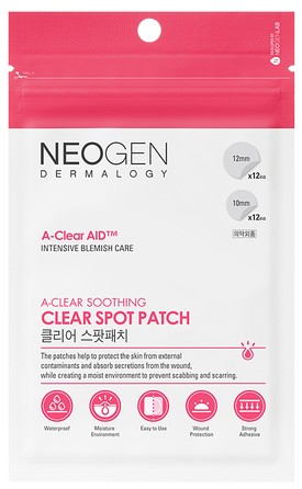 NEOGEN Dermalogy A-Clear Soothing Clear Spot Patch uždegimą absorbuojantys pleistrai, 24 vnt.