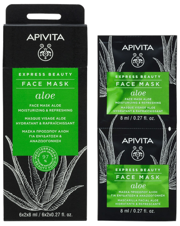 APIVITA Express Beauty Moisturizing With Aloe (8 ml) veido kaukė, 2 vnt.
