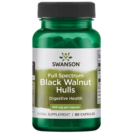 SWANSON Black Walnut, virškinimui,  kapsulės, 60 vnt.