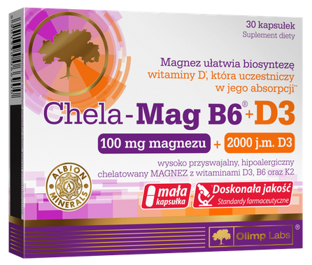 OLIMP LABS Chela Mag B6 +D3 kapsulės, 30 vnt.