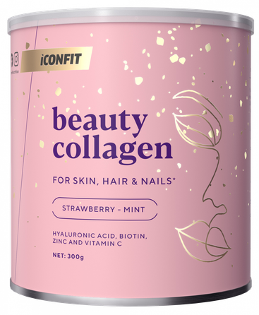 ICONFIT kolagenas grožiui braškių-mėtų skonio, milteliai, 300 g