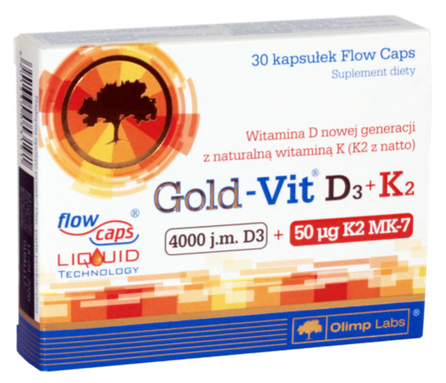 OLIMP LABS Gold Vit D3 + K2 4000SV + 50 mcg kapsulės, 30 vnt.