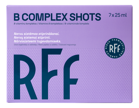 RFF B COMPLEX SHOTS vitaminų B kompleksas 7x25 ml buteliukai, 7 vnt.