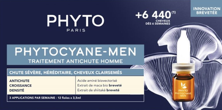 PHYTO Phytocyane-Men Progressive vyrams nuo plaukų slinkimo skirta procedūra, ampulės, 12 vnt.
