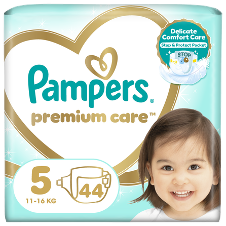 PAMPERS Premium Care-5 Junior, 11-25kg sauskelnės, 44 vnt.