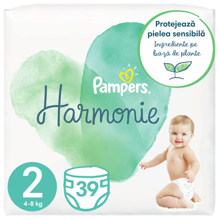 PAMPERS Harmonie 2 (4-8 kg) sauskelnės, 39 vnt.