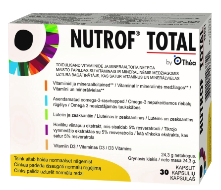 NUTROF Nutrof Total vitaminų kompleksas kapsulės, 30 vnt.