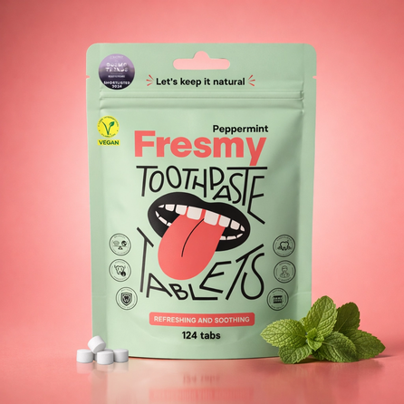 FRESMY pipirmėčių skonio dantų pastos tabletės, 124 vnt.