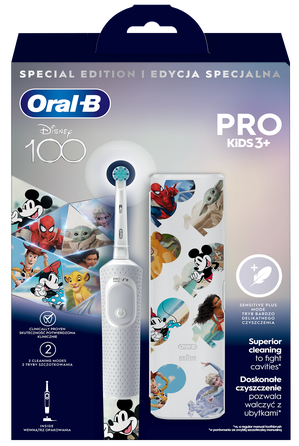 ORAL-B Pro Kids Disney 100 su kelioniniu dėklu elektrinis dantų šepetėlis, 1 vnt.
