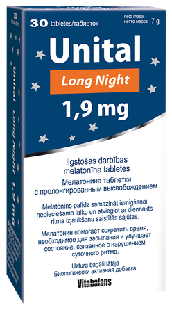 VITABALANS Unital Long Night 1,9 mg tabletės, 30 vnt.