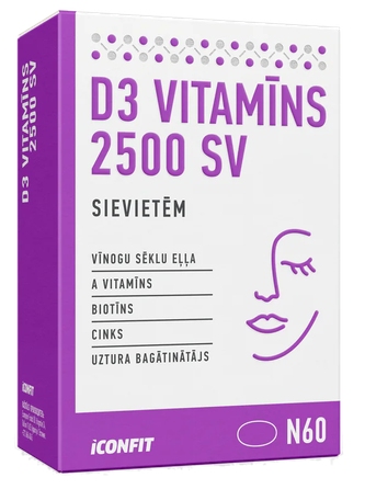 ICONFIT D3 Vitamin 2500 For Women kapsulės, 60 vnt.