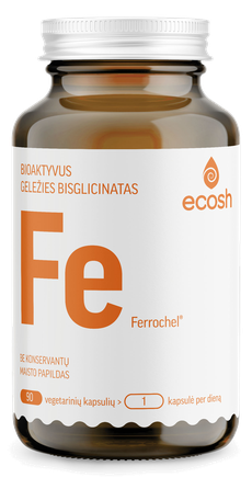 ECOSH bioaktyvi Geležis Ferrochel 27 mg kapsulės, 90 vnt.