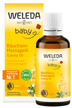 WELEDA Baby Calendula pilvuko masažo aliejus pilvuko masažui kūdikiams, 50 ml