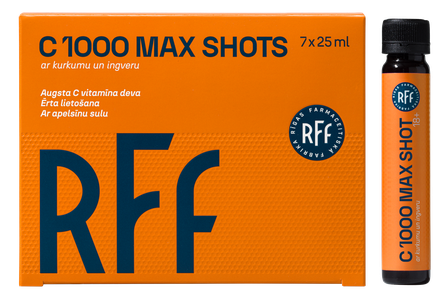 RFF C 1000 MAX SHOTS didelė vitamino C dozė 7x25 ml  buteliukai, 7 vnt.