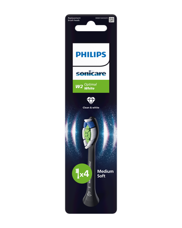 PHILIPS Sonicare Optimal White (juodas) elektrinių dantų šepetėlių galvutės, 4 vnt.