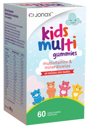 JONAX Kids Multi Gummies (su įvairių uogų skoniu) kramtomosios pastilės, 60 vnt.