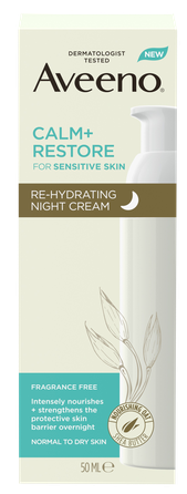 AVEENO Calm+Restore Re-Hydrating Night veido kremas, 50 ml